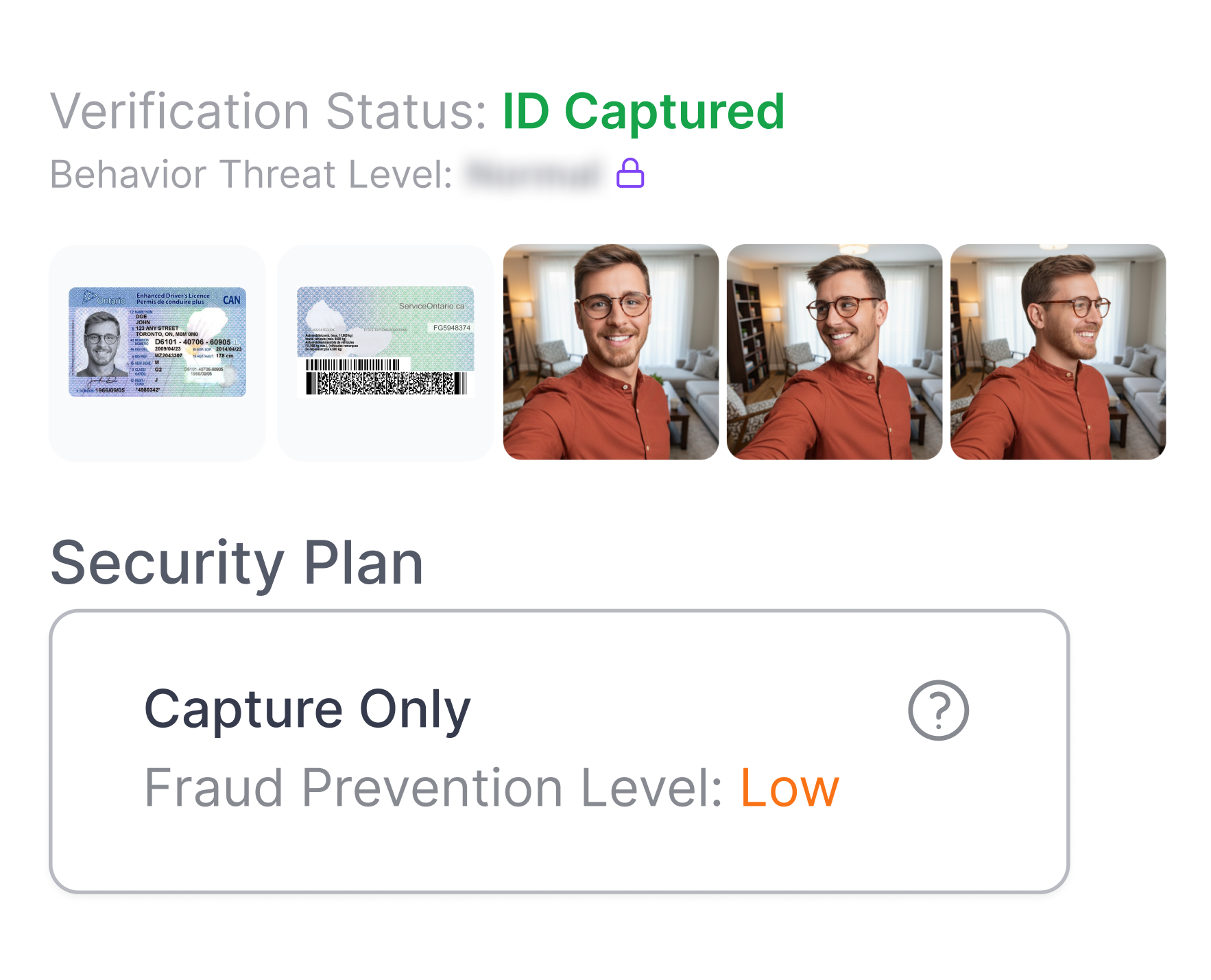 Vérification d'identité d'AVA® avec pièce d'identité saisie