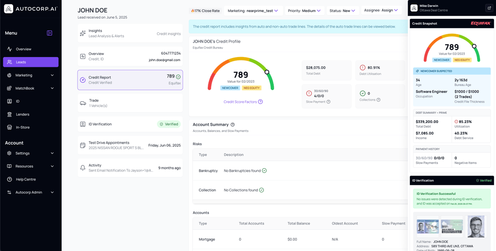 AVA® Credit Portal - Sarah Thompson's credit profile