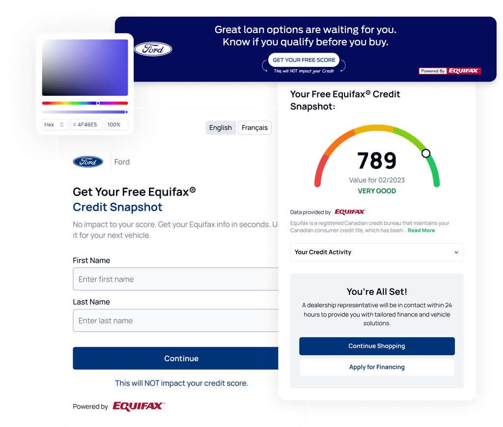 White-labeled credit pre-qualification running under the dealer's own brand
