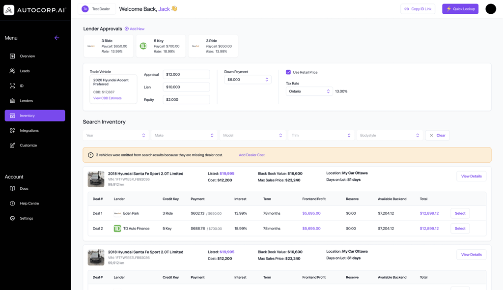 AVA® MatchBook - Inventory matching dashboard