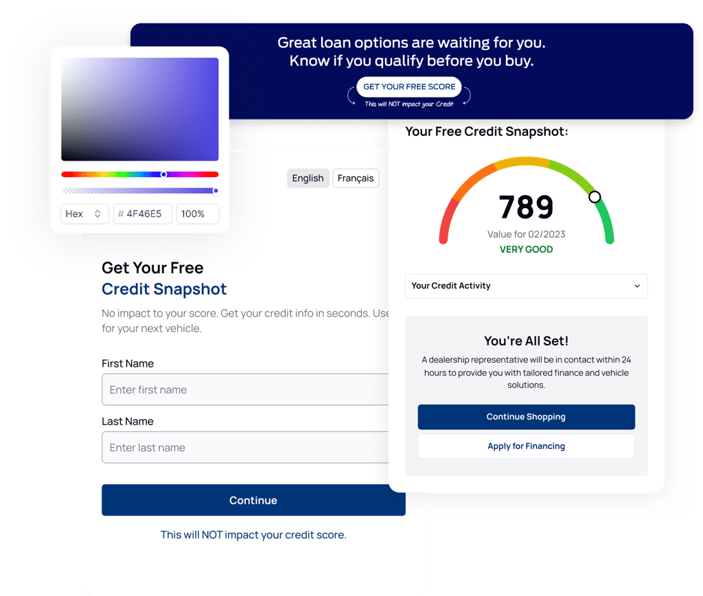 White-labeled credit pre-qualification running under the dealer's own brand