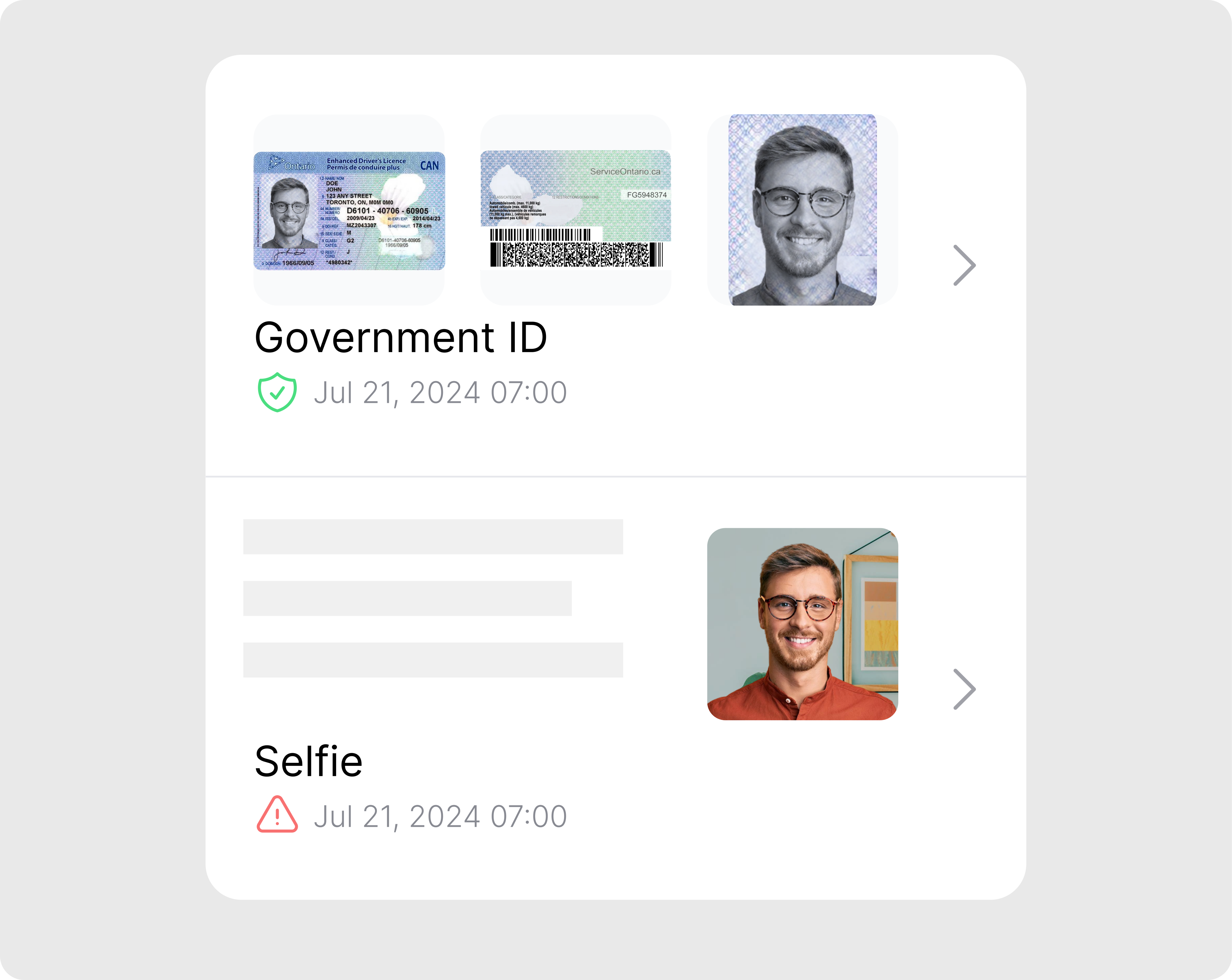 Government ID + selfie match